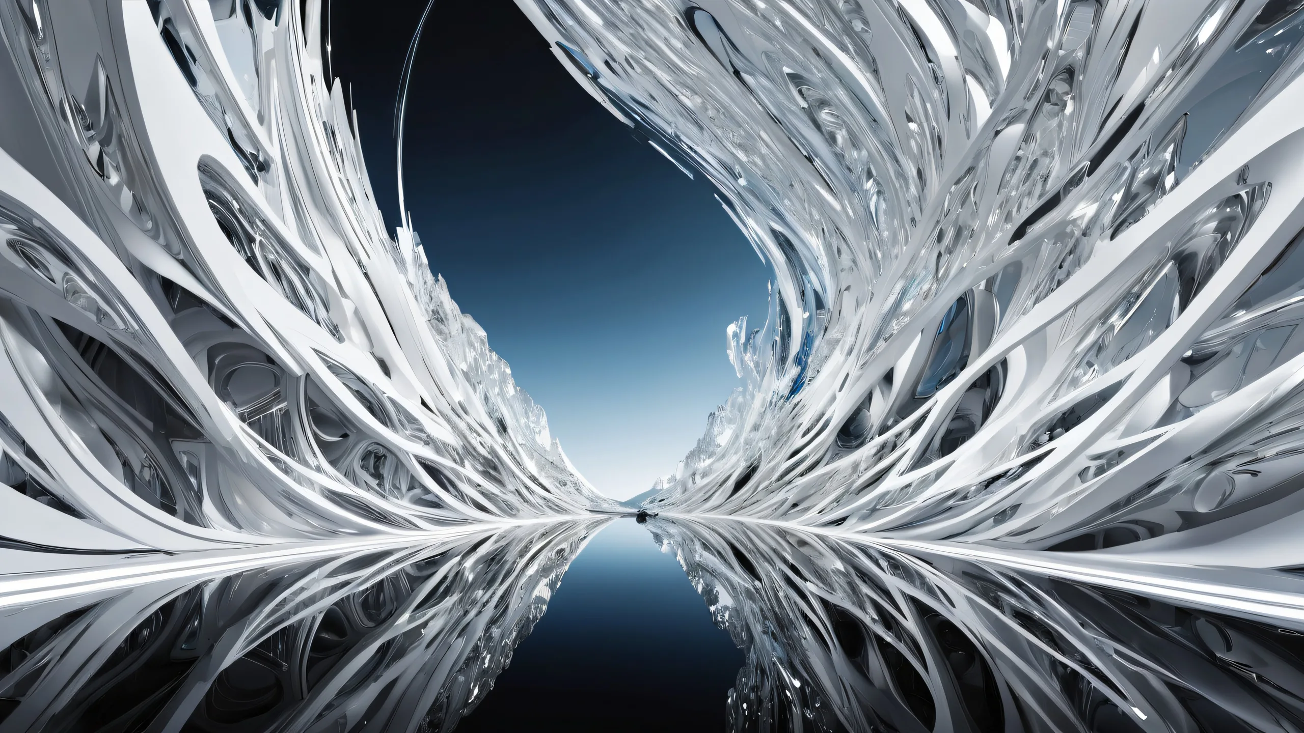 A breathtaking digital artwork featuring a vast pure void on a desktop/PC screen.