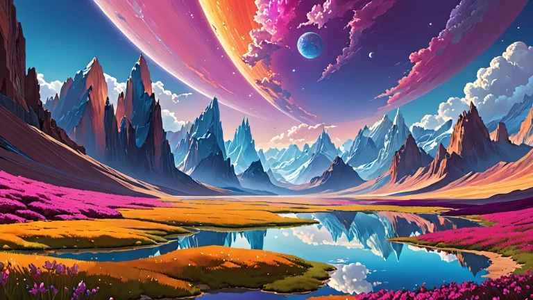 Award-winning digital art of a pure void desktop scene with brilliant colors and ray-traced reflections for Desktop/PC.