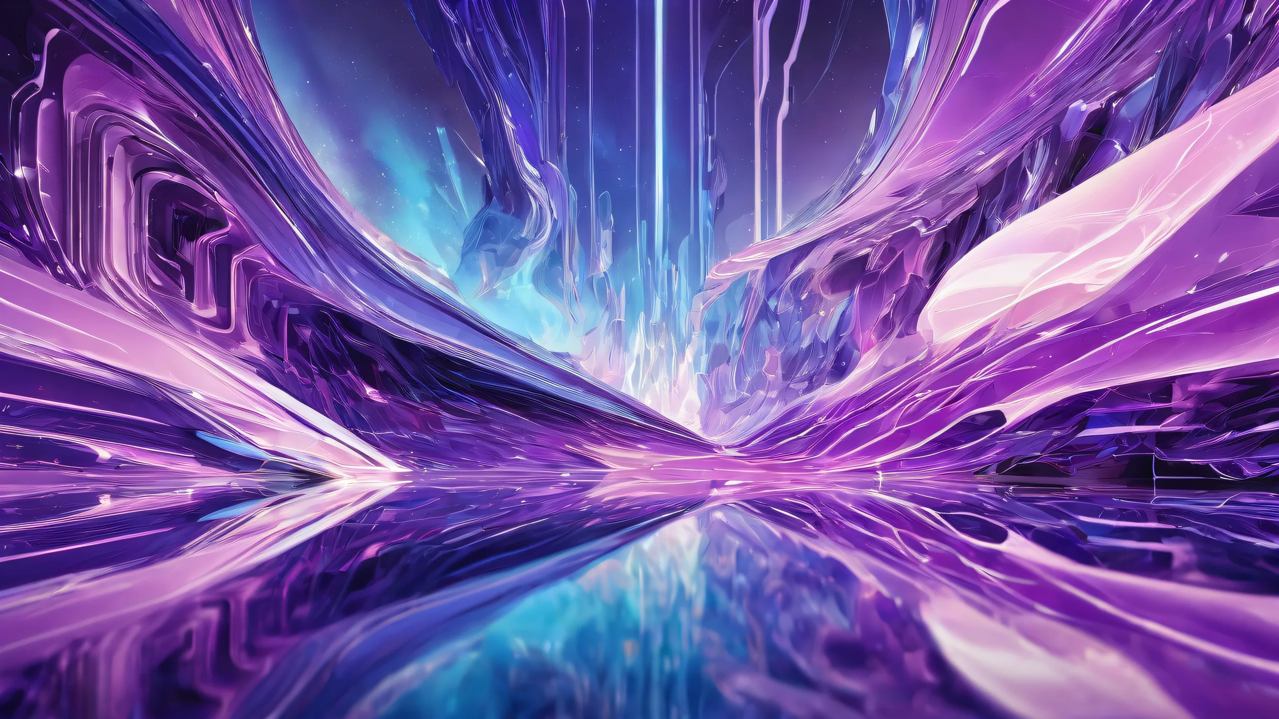 Breathtaking desktop wallpaper of a pure void with radiant colors and ray traced reflections, perfect for PC or Desktop background.