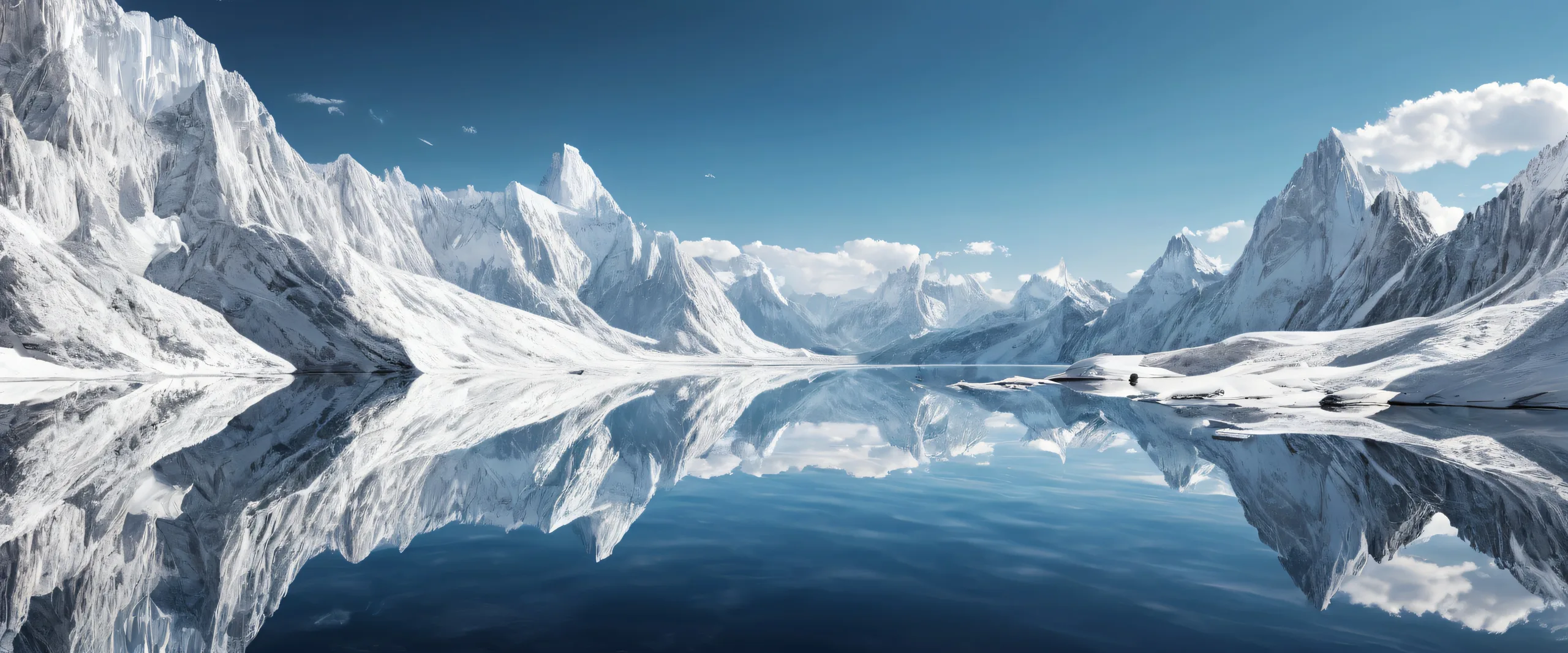 A breathtaking desktop wallpaper of a centered pure void with radiating colors and reflections for a Desktop/PC.