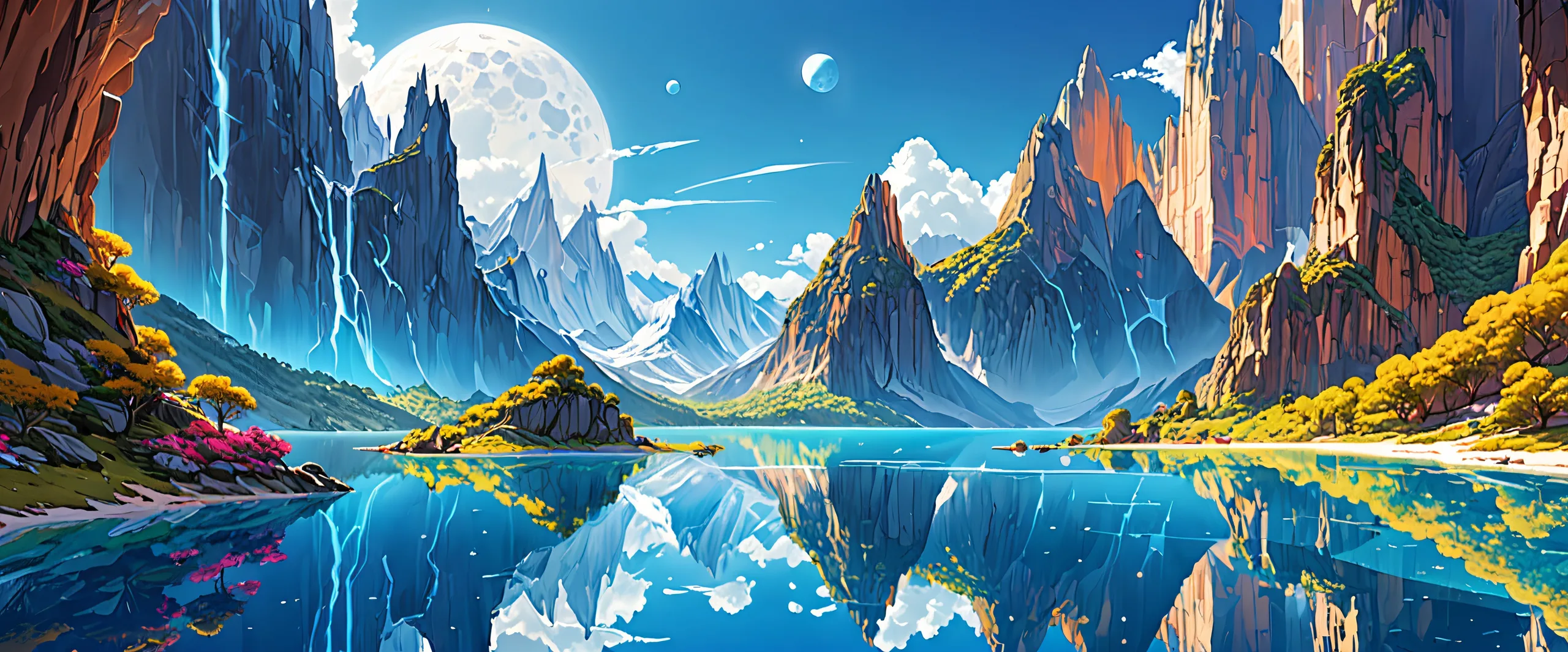 A breathtaking digital art desktop scene of a vast pure void with radiant colors and reflections for PC or Desktop use.