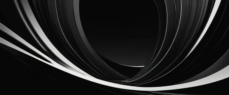 A stunning monochrome desktop wallpaper of a centered void on a dark mode background for PC and Mac Desktops.