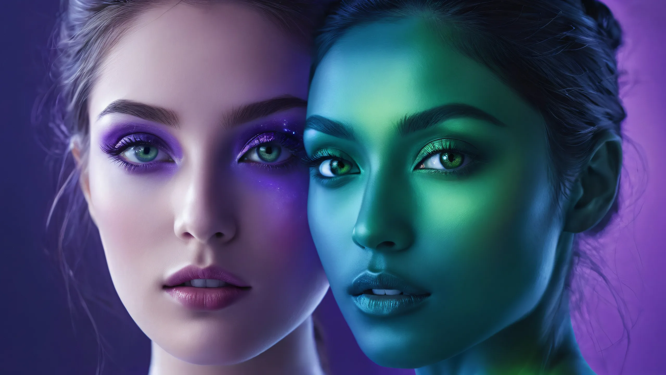 Breathtaking desktop wallpaper of void portraits on a dark blue background for Desktop/PC