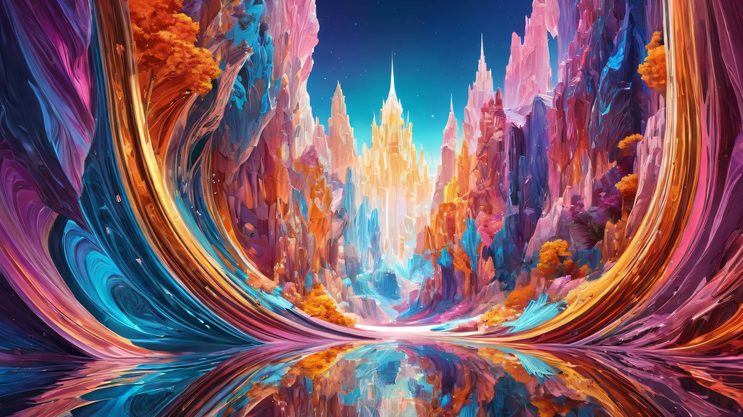 A majestic desktop image featuring a stunning void with vibrant colors and reflections on a clean, pure background for Desktop/PC use.