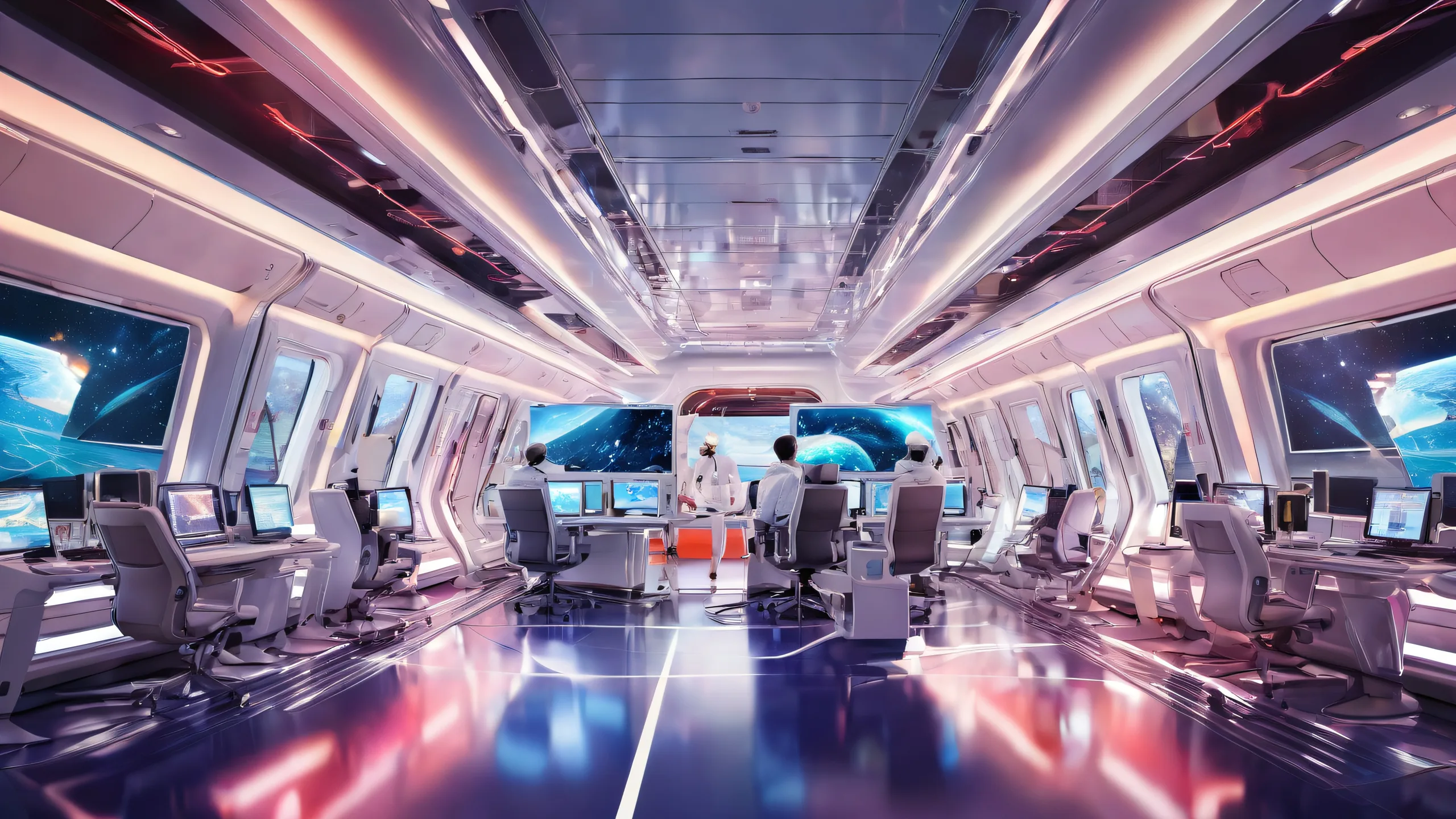 Emergency response scene with bright clinical lights on a desktop or PC.