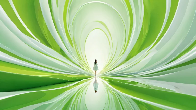 Centered figure amidst a vast pure void with depth of field and serenity on Desktop/PC.