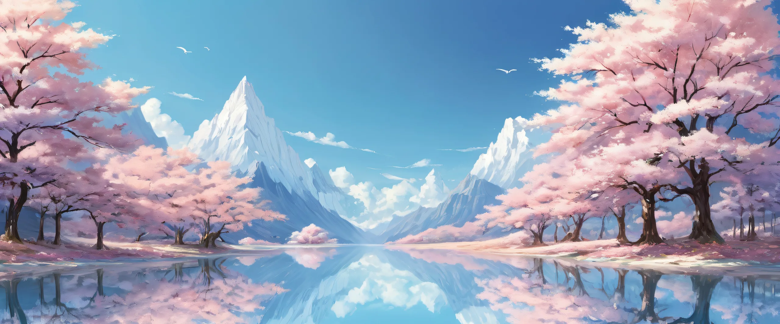 Beautiful desktop wallpaper of Shiina Mahiru in a vast pure void with infinite scale and radiant colors, suitable for Desktop/PC.