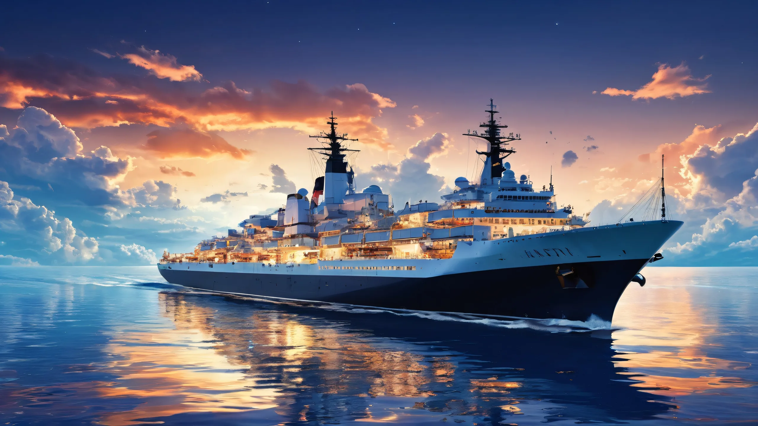 A stunning desktop wallpaper featuring a ship in a vast, pure void with ethereal lighting and brilliant colors.