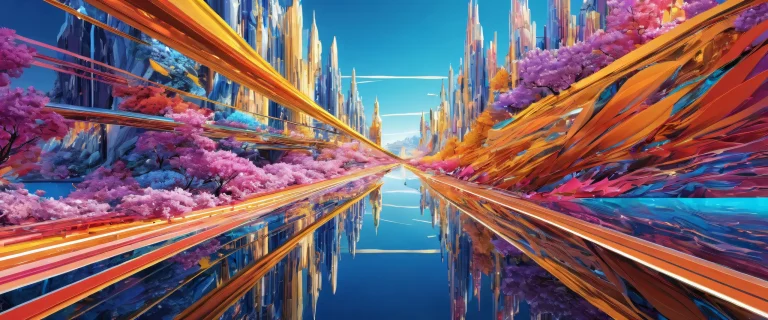 A stunning desktop background of a vast, pure void with radiant colors and ray-traced reflections for Desktop/PC use.