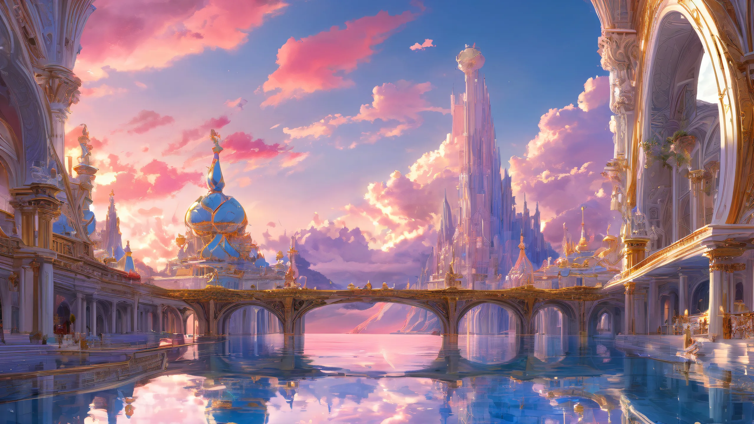 A serene and majestic desktop scene of a perfectly clean vast pure void with clouds, for use on Desktop/PC.