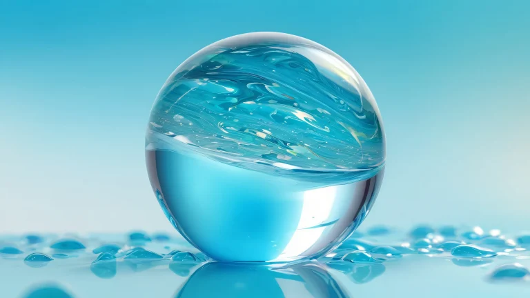 A desktop wallpaper featuring a glass marble void, radiating with ethereal lighting, perfeito para um PC ou Desktop.