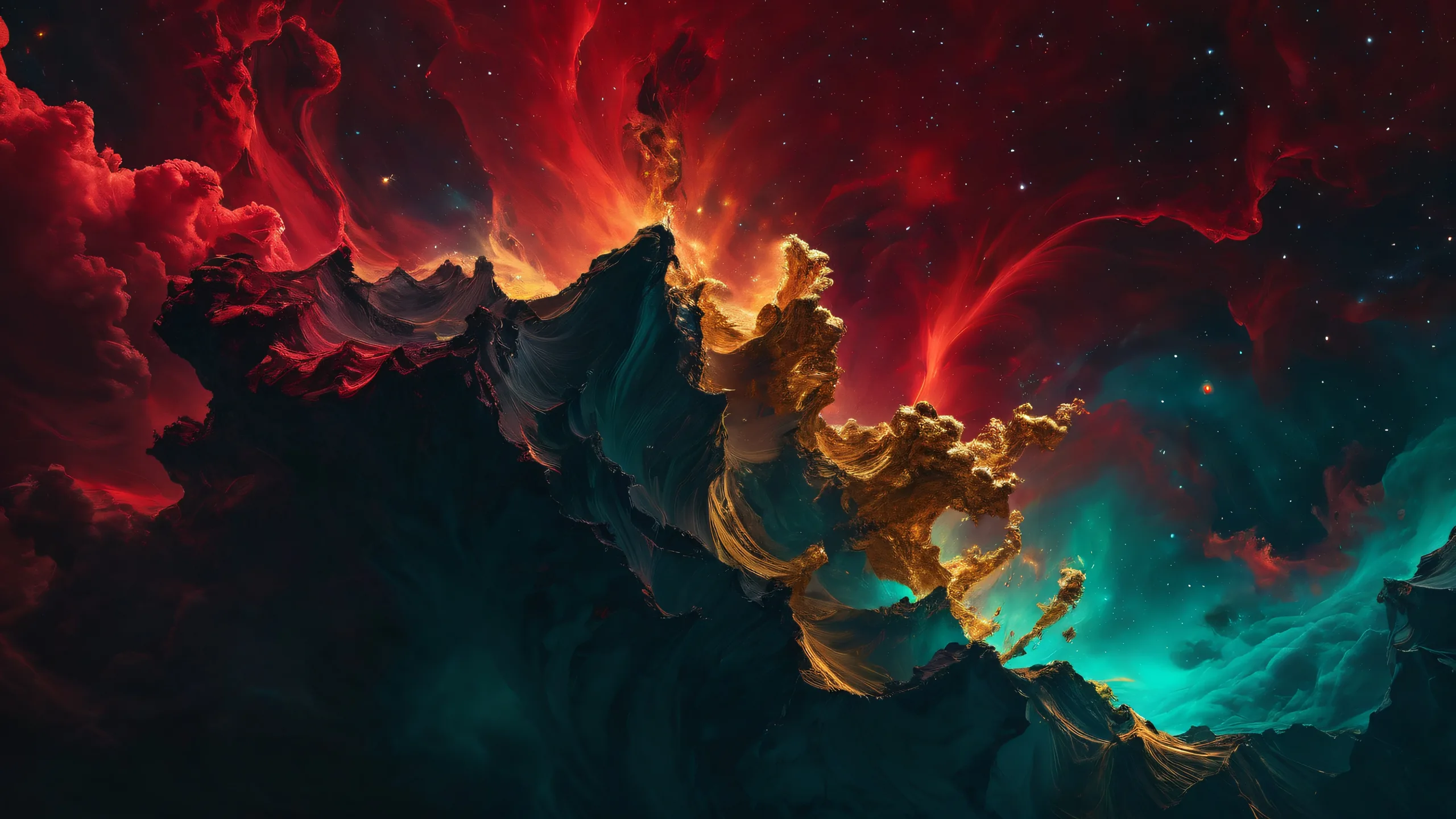 Breathtaking desktop wallpaper of a vast pure void on a desktop/pc with nebula background and award-winning digital art.