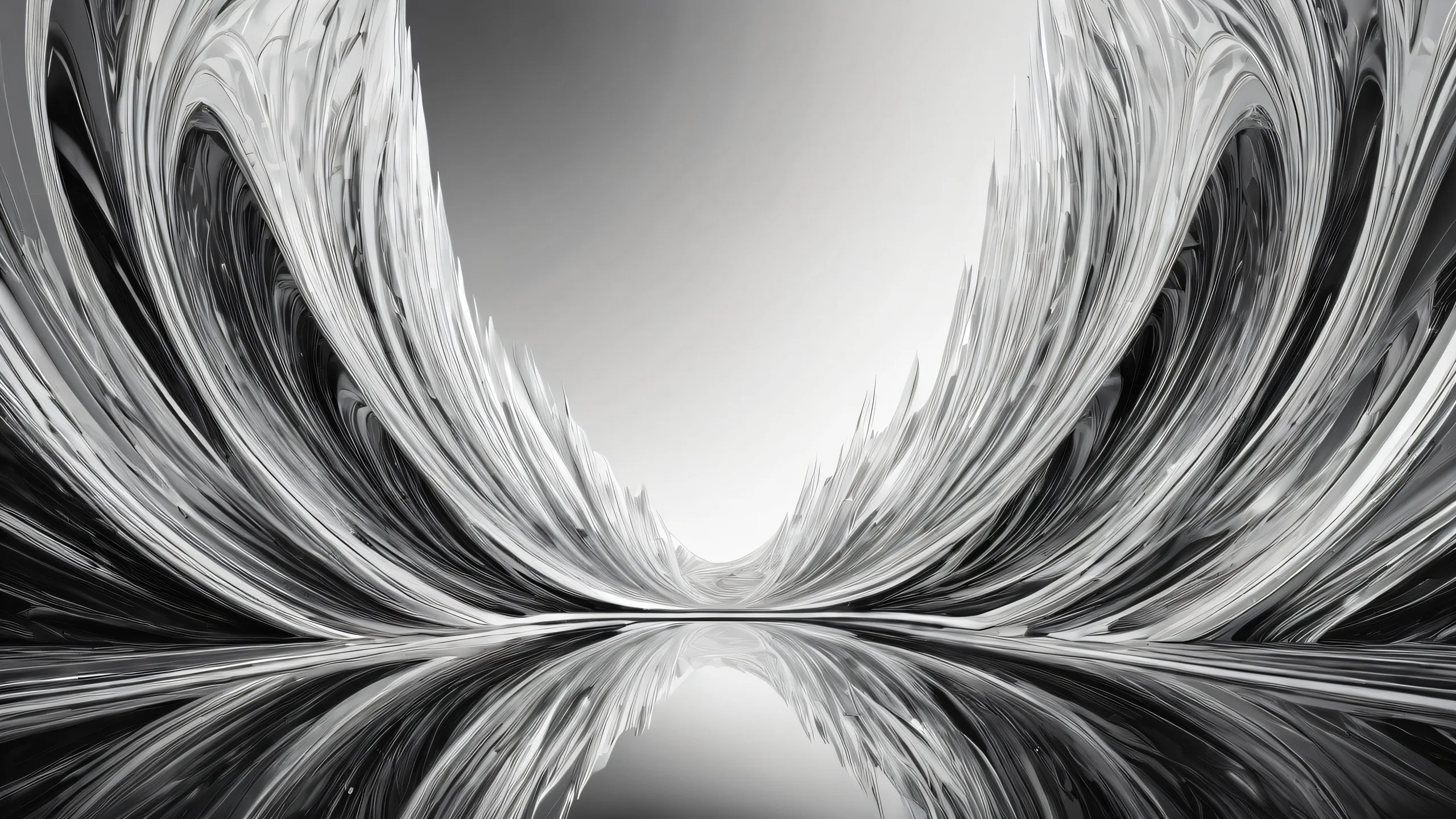 A stunning desktop wallpaper featuring a centered composition of pure void on a pristine computer or PC.