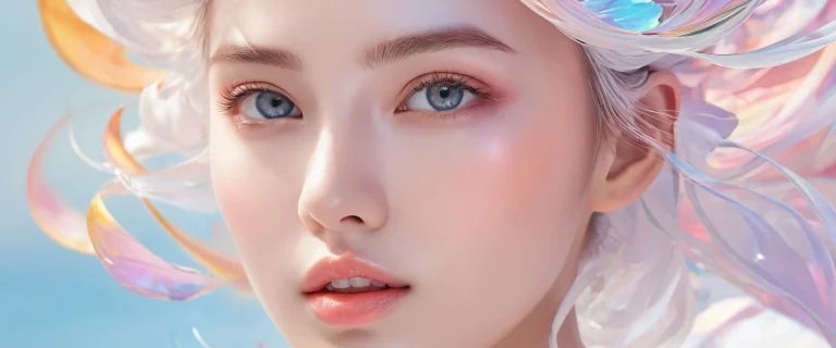 Beautiful face in a perfectly clean vast pure void, ideal for desktop or PC backgrounds.