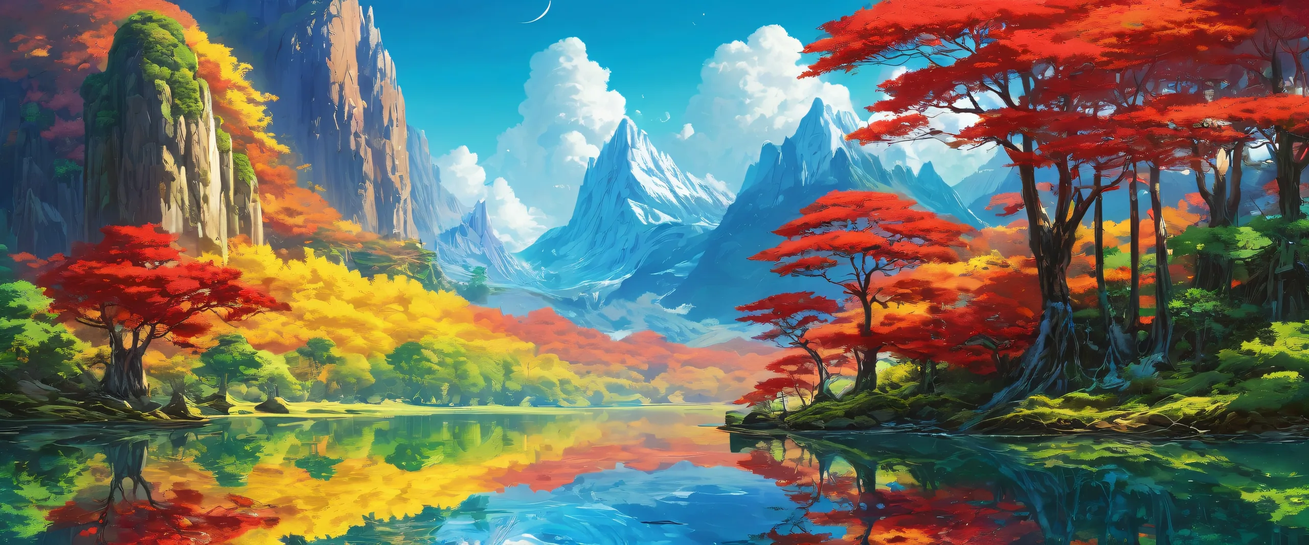 A breathtaking desktop wallpaper of Hinanawi Tenshi, a perfectly clean vast pure void with extreme depth of field, suitable for Desktop/PC use.