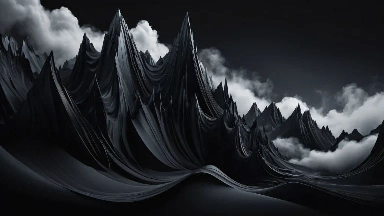 A stunning desktop background of Unreal Shapes in a vast pure void with misty fog effects, Perfekt für Ihren Desktop/PC.