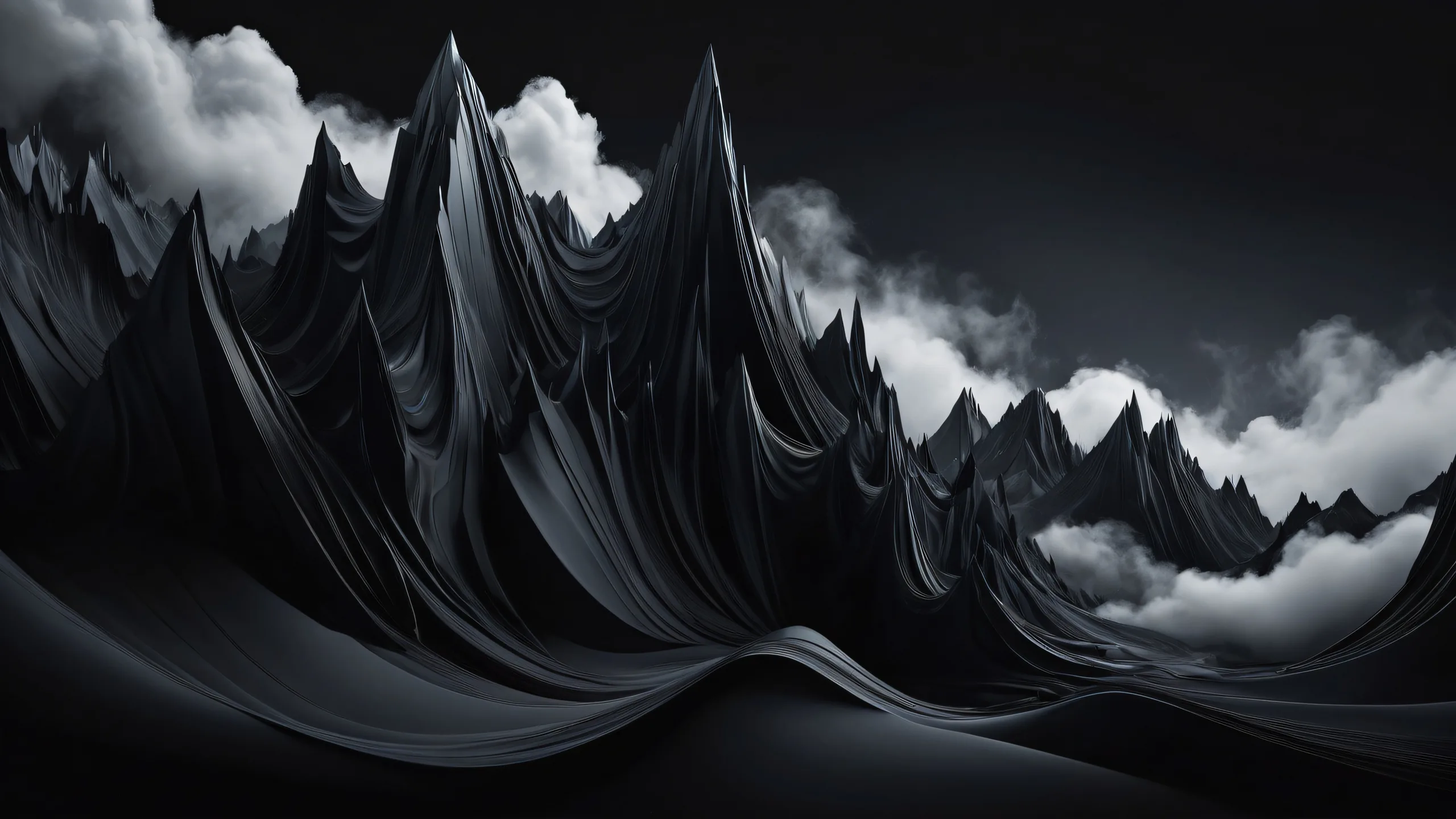 A stunning desktop background of Unreal Shapes in a vast pure void with misty fog effects, perfect for your Desktop/PC.