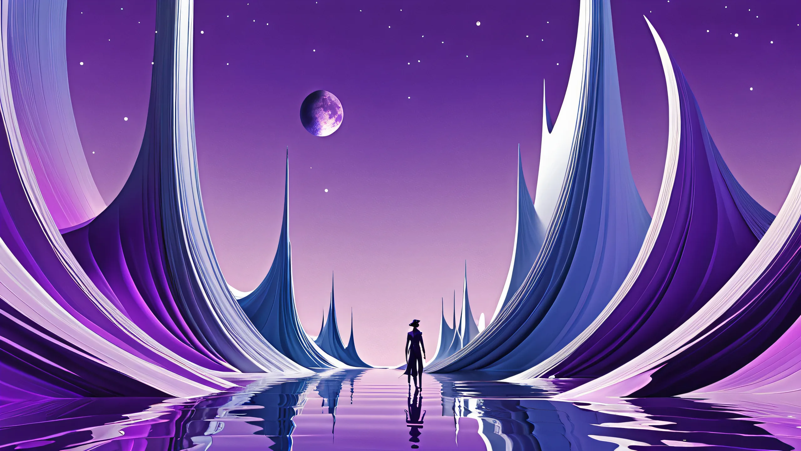 A beautifully crafted abstract desktop scene with deep blues, muted purples, and soothing grays. Perfect for a PC or Desktop.