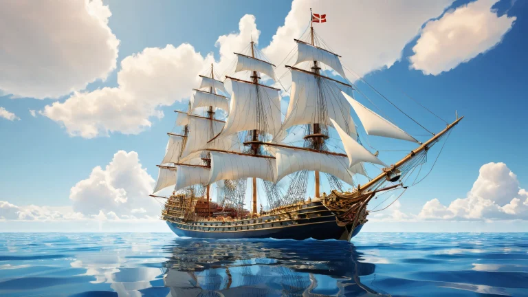 Model ship sailing through a vast, pristine void with stunning visual impact and physically based rendering for a desktop/PC.