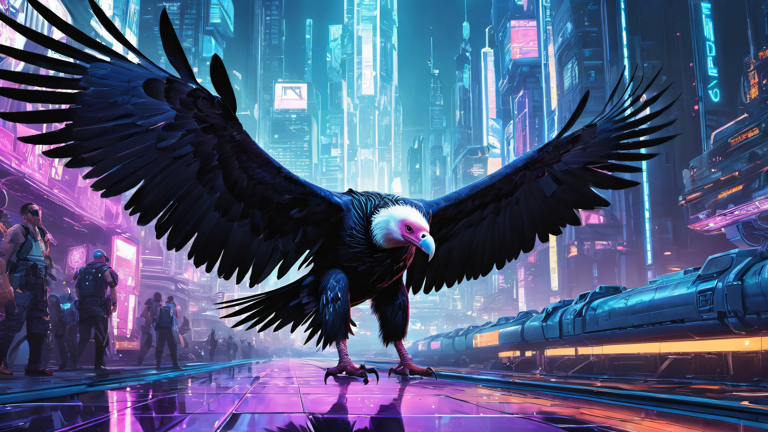 A majestic vulture soaring above a pristine void, perfect for your desktop or PC.