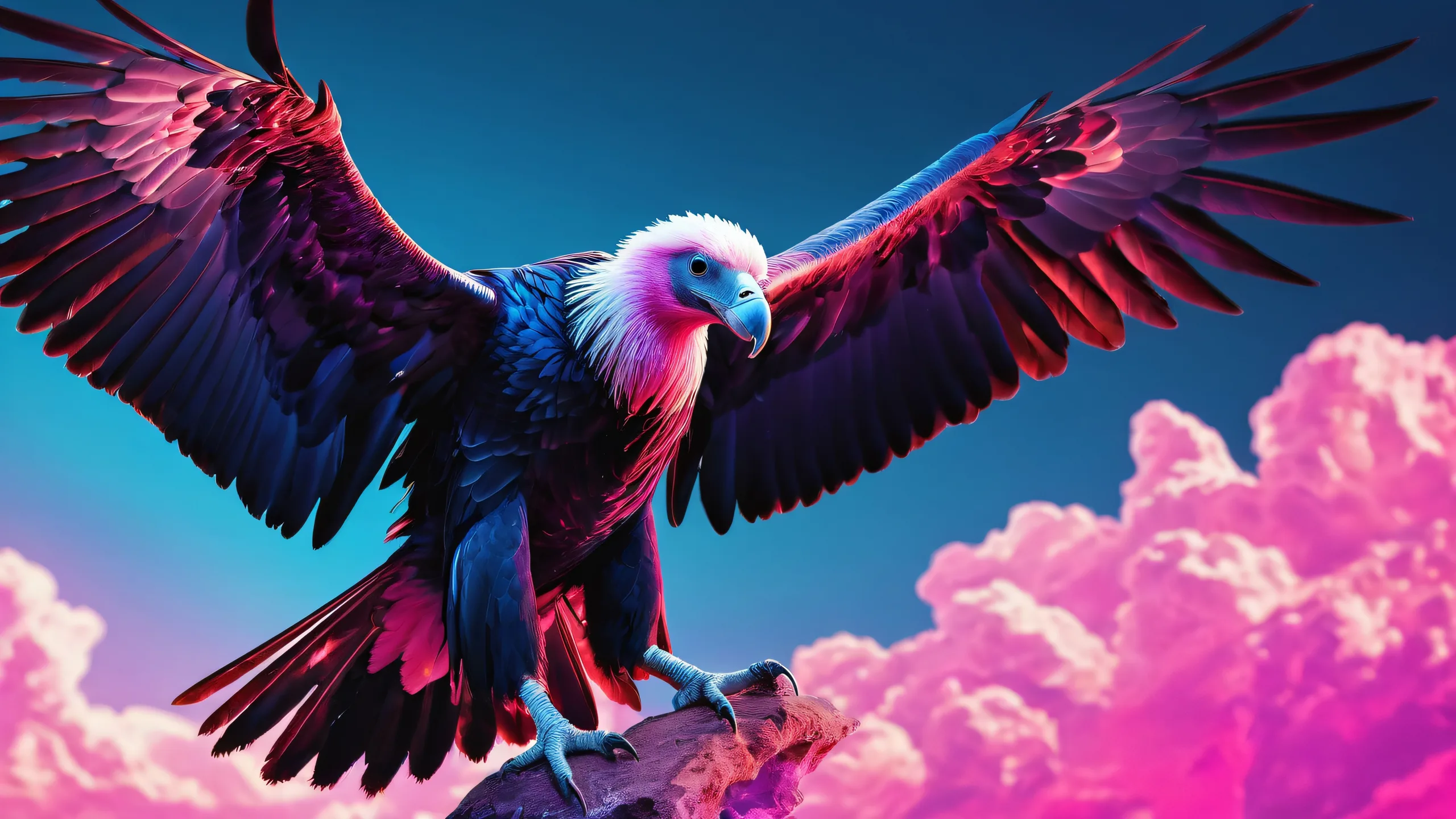 Cybernetic vulture soaring over a pristine void, perfect for your Desktop/PC