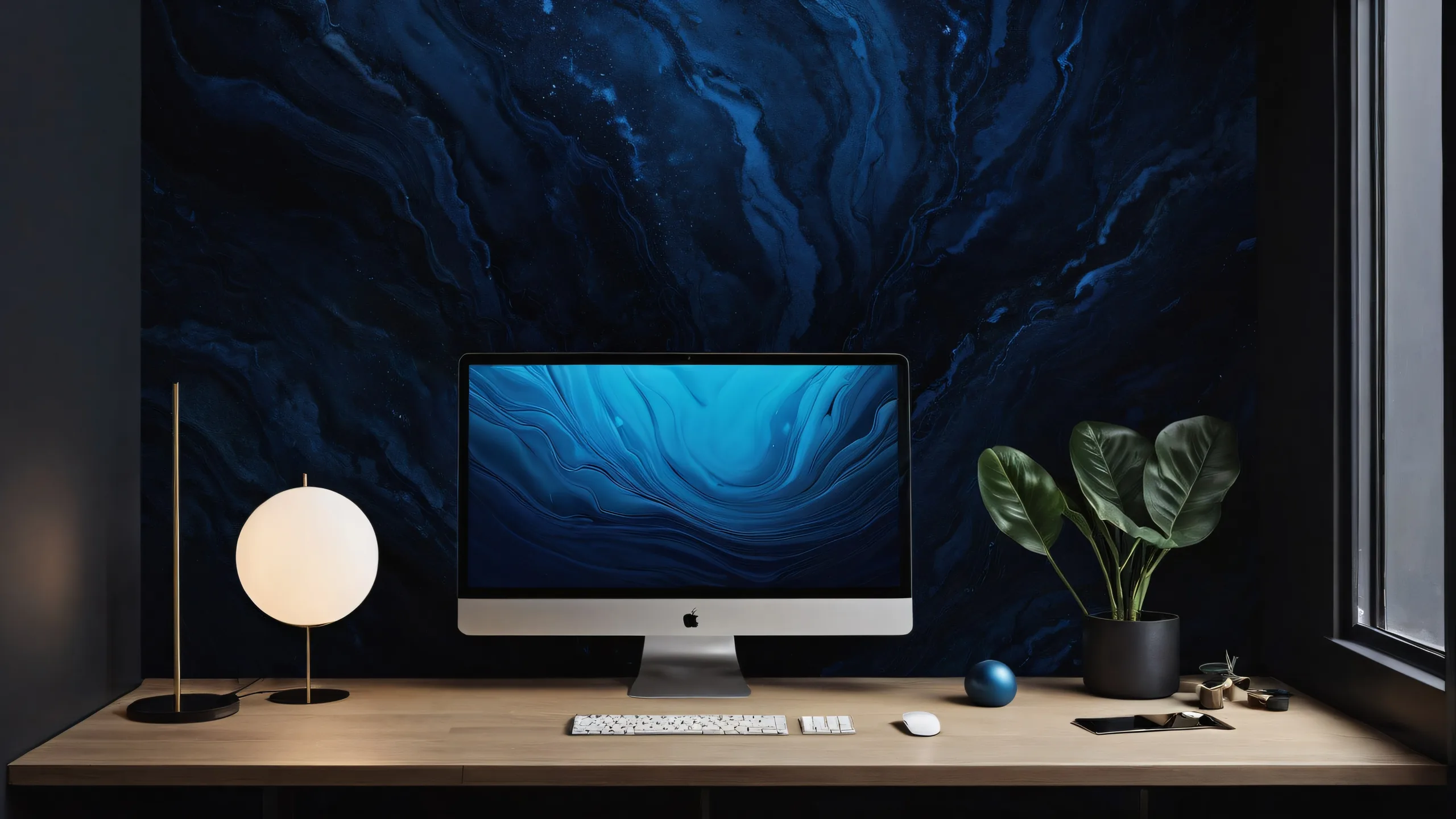 Ditto waiting for its trainer in a dimly lit room with rain outside on the desktop/pc.