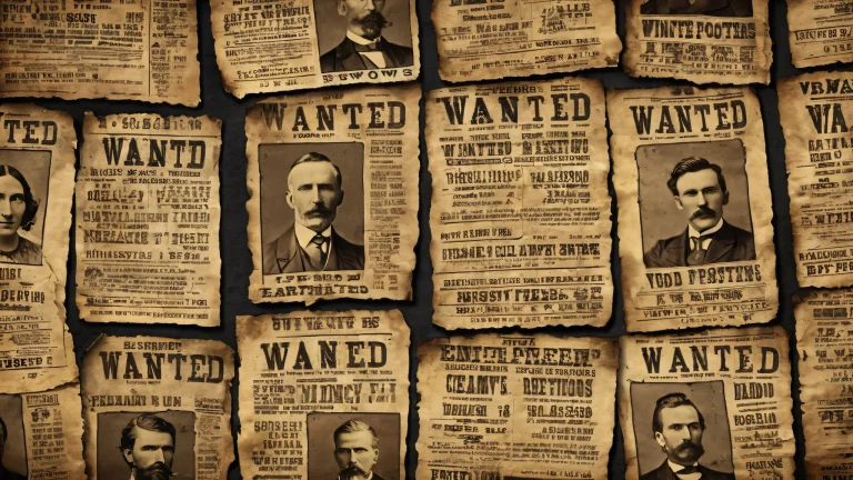 Breathtaking desktop wallpaper featuring vintage wanted posters on a black background, perfect for your Desktop/PC.