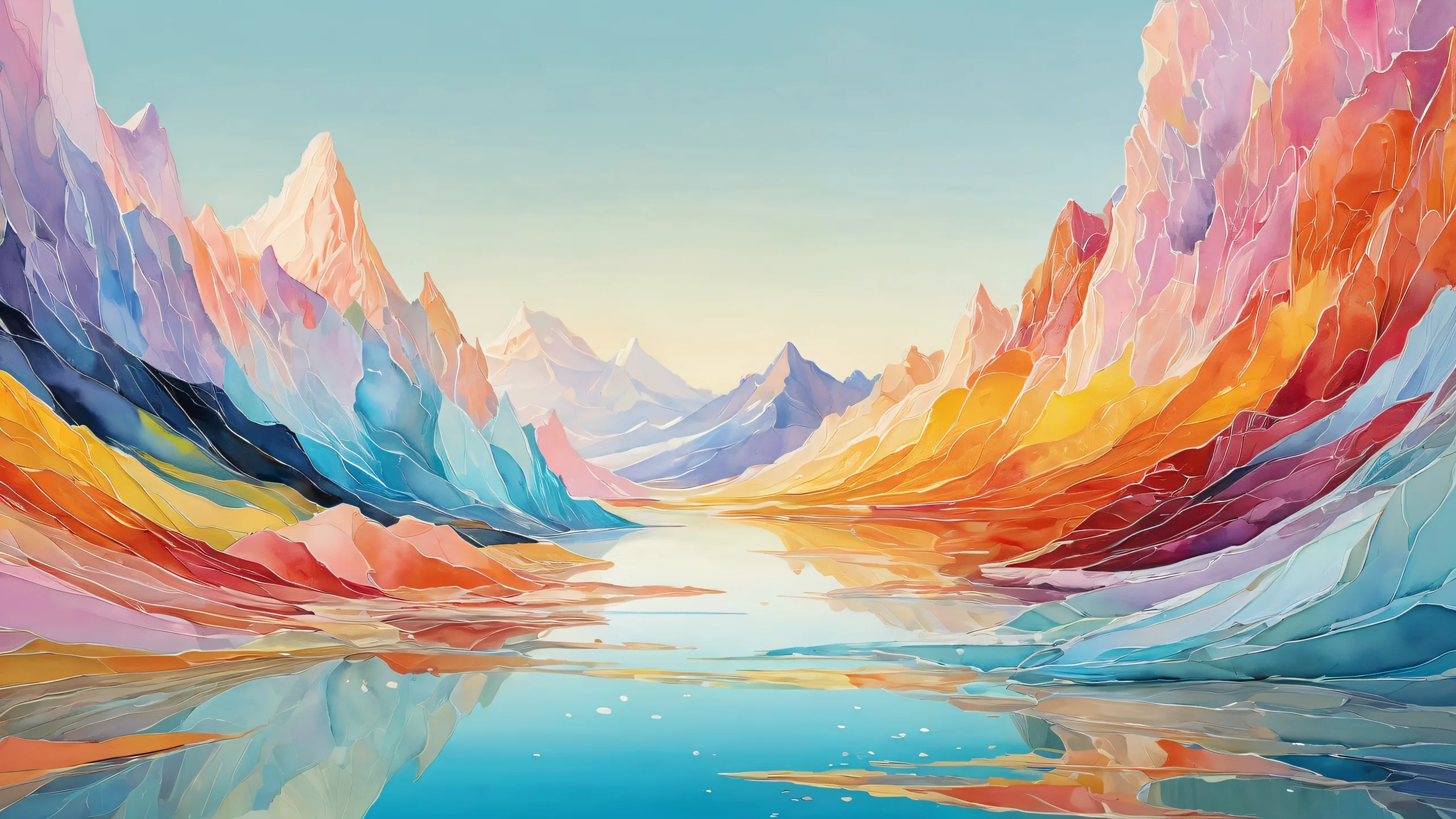 A serene and calming desktop wallpaper featuring a stunning watercolor painting of a pure void with soft edges and transparent layers, perfect for your Desktop/PC.