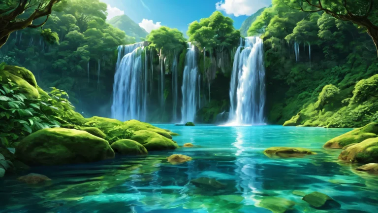 A stunning waterfall desktop image for PC or Desktop, featuring a serene and peaceful atmosphere.