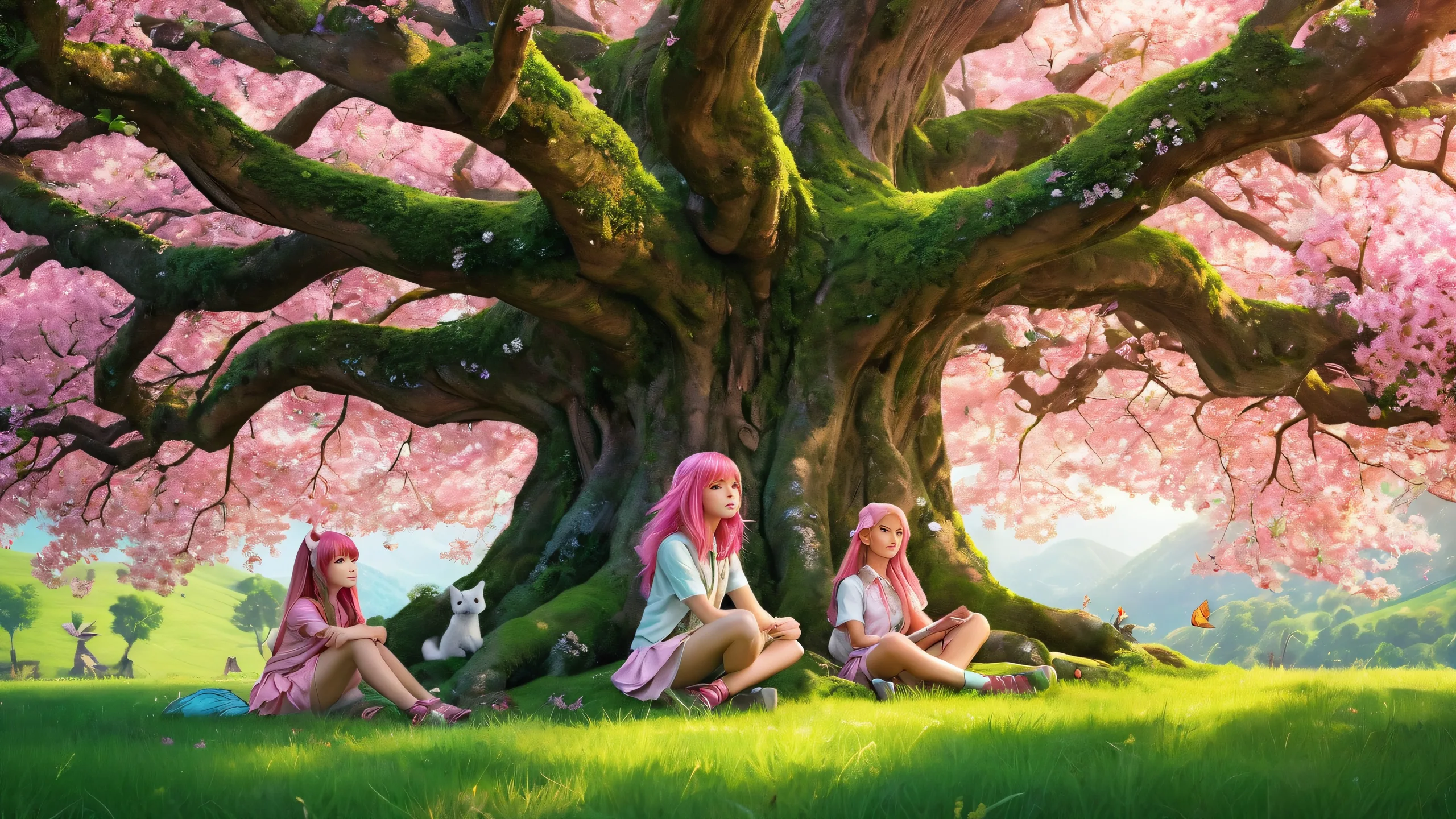 Breathtaking desktop wallpaper of girls in a serene forest setting for your Desktop/PC.