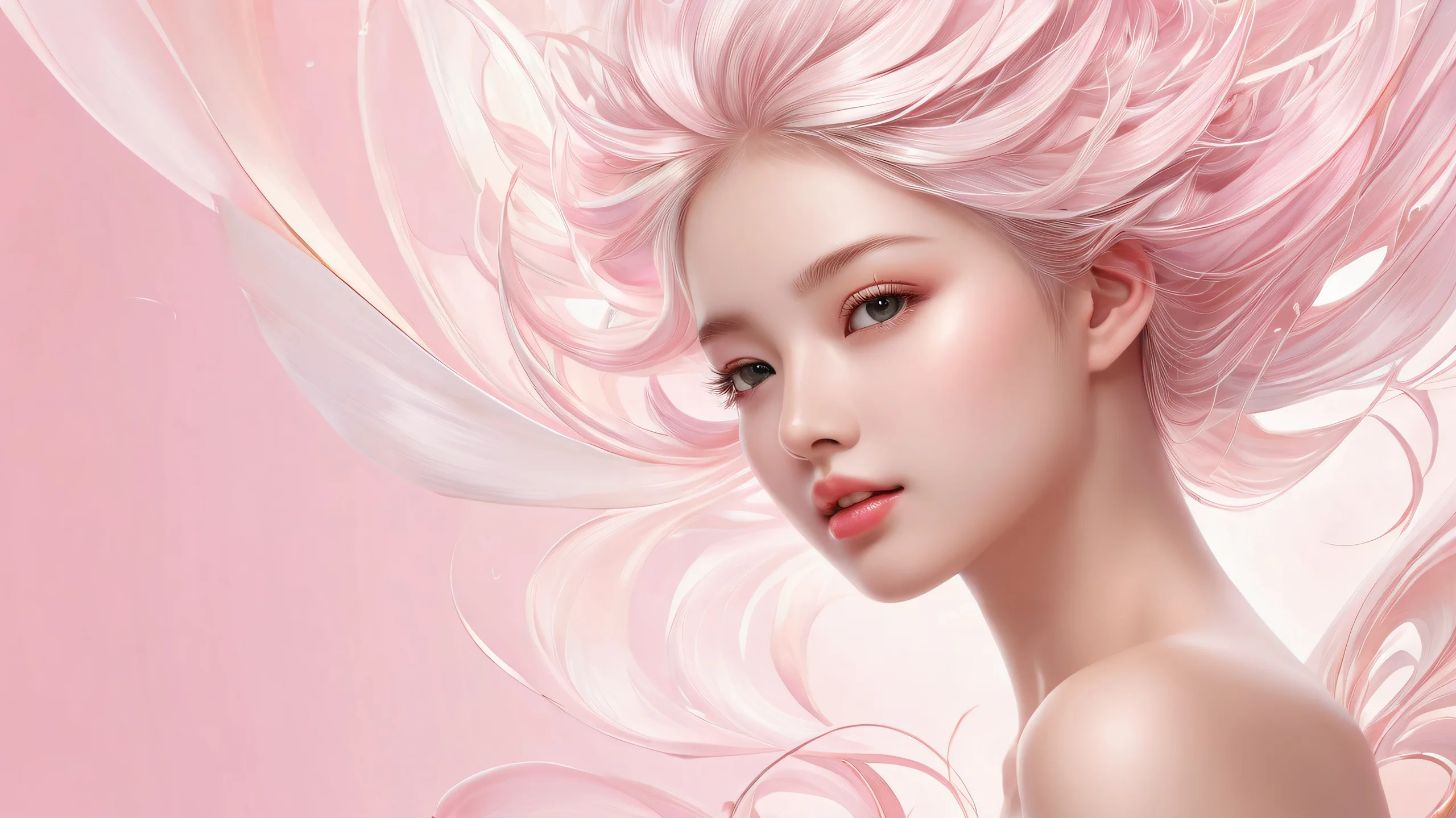 A calming desktop scene featuring a serene void with radiant colors and reflections on a clean Desktop/PC.