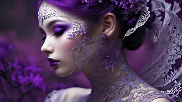 A mysterious figure against a vast pure void on a desktop or PC, with intricate lace and rugged skin details.