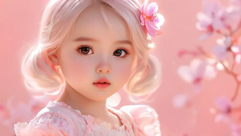 A breathtaking desktop wallpaper of The Cutest Girl In The World set against a perfectly clean vast pure void with extreme depth of field, suitable for Desktop/PC.