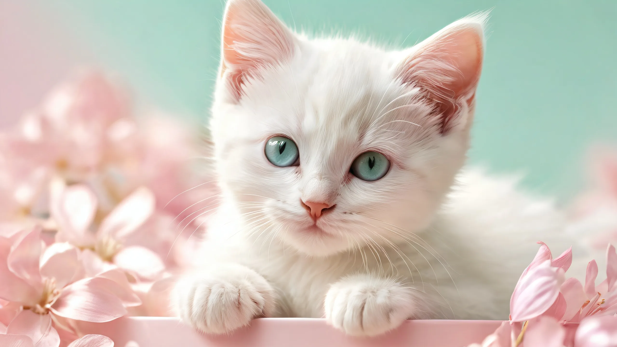 A captivating desktop scene of a kitten set against a vast, pure void with exquisite details for screen readers. Perfectly suited for Desktop/PC use.