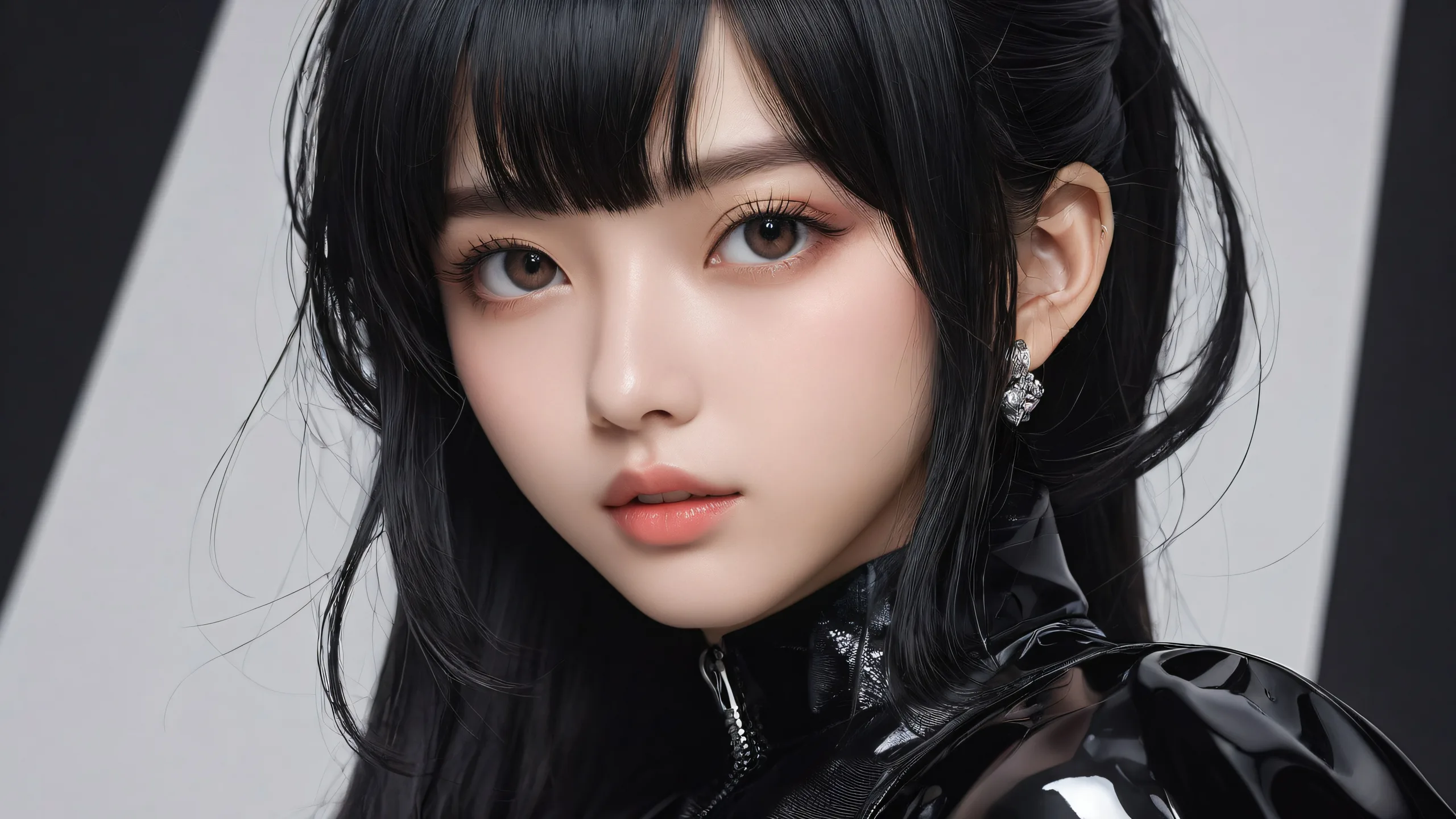 Girl amidst a vast, pure void for Desktop/PC, featuring anime-inspired visuals and sleek dark mode aesthetic.