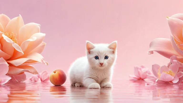 A beautifully crafted desktop wallpaper featuring adorable animals amidst a vast pure void with ethereal lighting and stunning visual impact, adapté à une utilisation de bureau/PC.