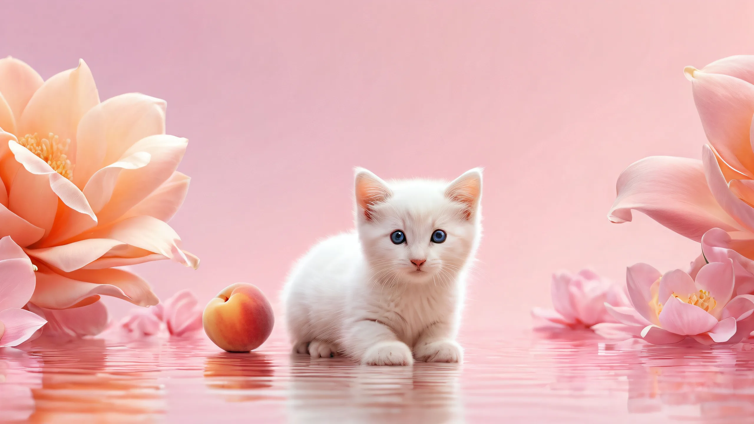 A beautifully crafted desktop wallpaper featuring adorable animals amidst a vast pure void with ethereal lighting and stunning visual impact, suitable for Desktop/PC use.