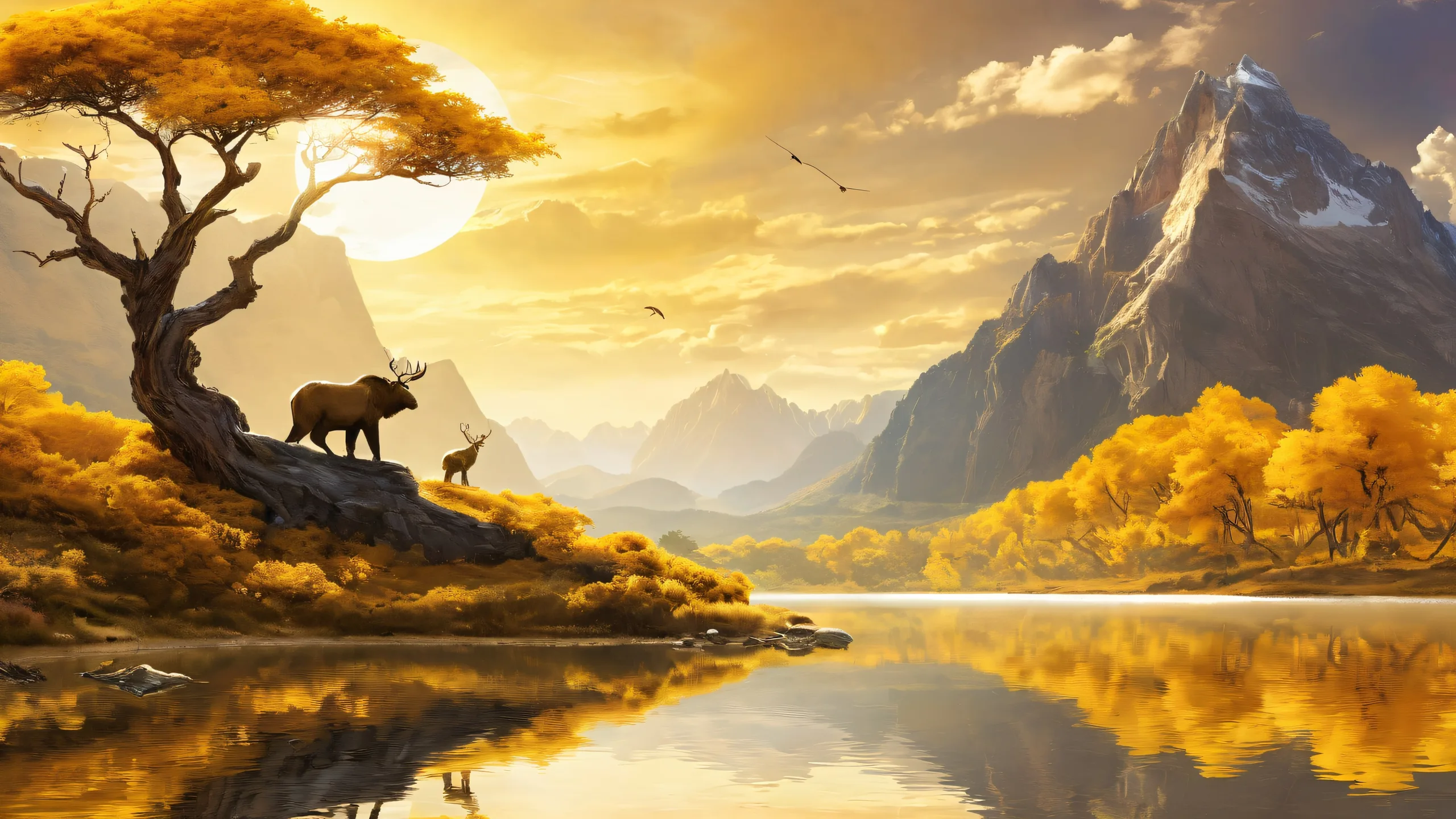 Breathtaking wildlife desktop scene with a vast pure void and desktop/pc background