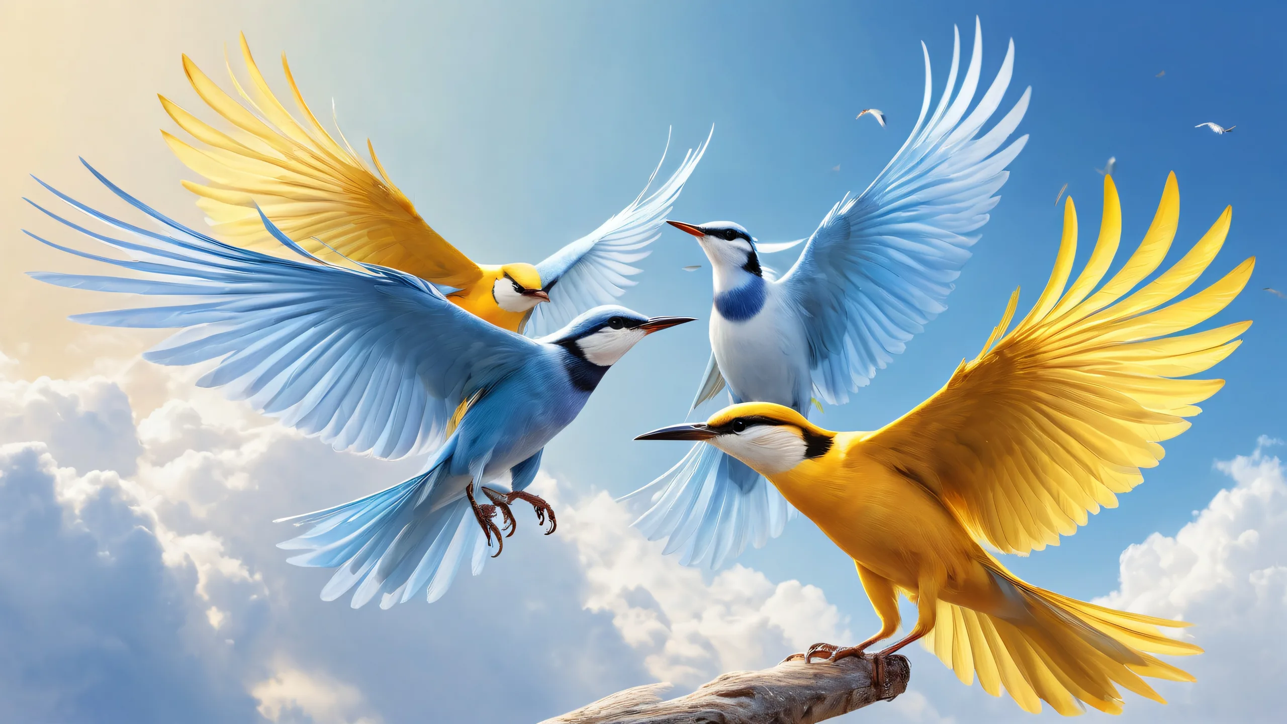 A majestic desktop scene featuring birds with giant wings set against a vast, pure void. Perfect for use on your Desktop/PC.