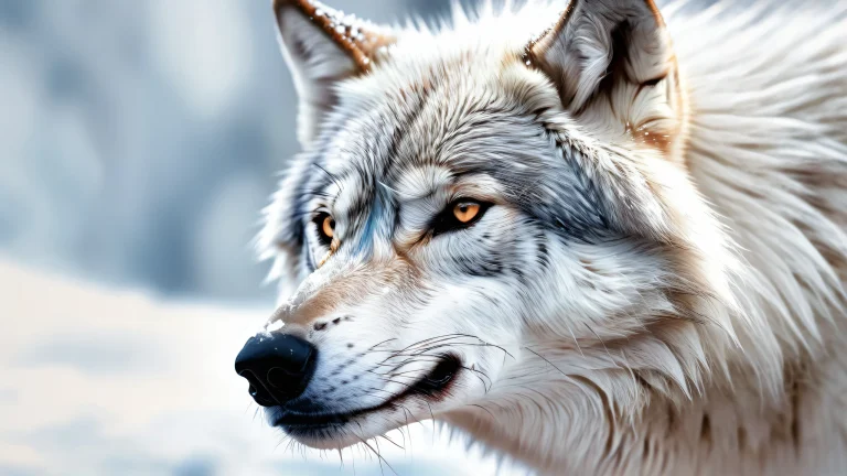 A stunning anthropomorphic wolf in a vast, pure void with exceptional depth of field for Desktop/PC