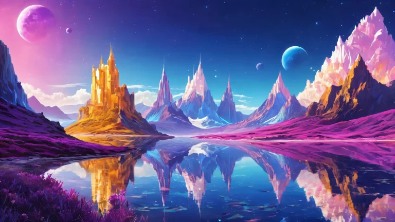 A serene and futuristic desktop wallpaper of Civitai, set against a vast pure void, with radiant brilliant colors and ray traced reflections on a Desktop/PC.