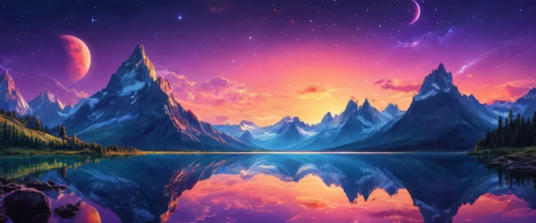 A stunning digital artwork of a faithful night scene on a desktop/PC with extreme depth of field and radiant colors.