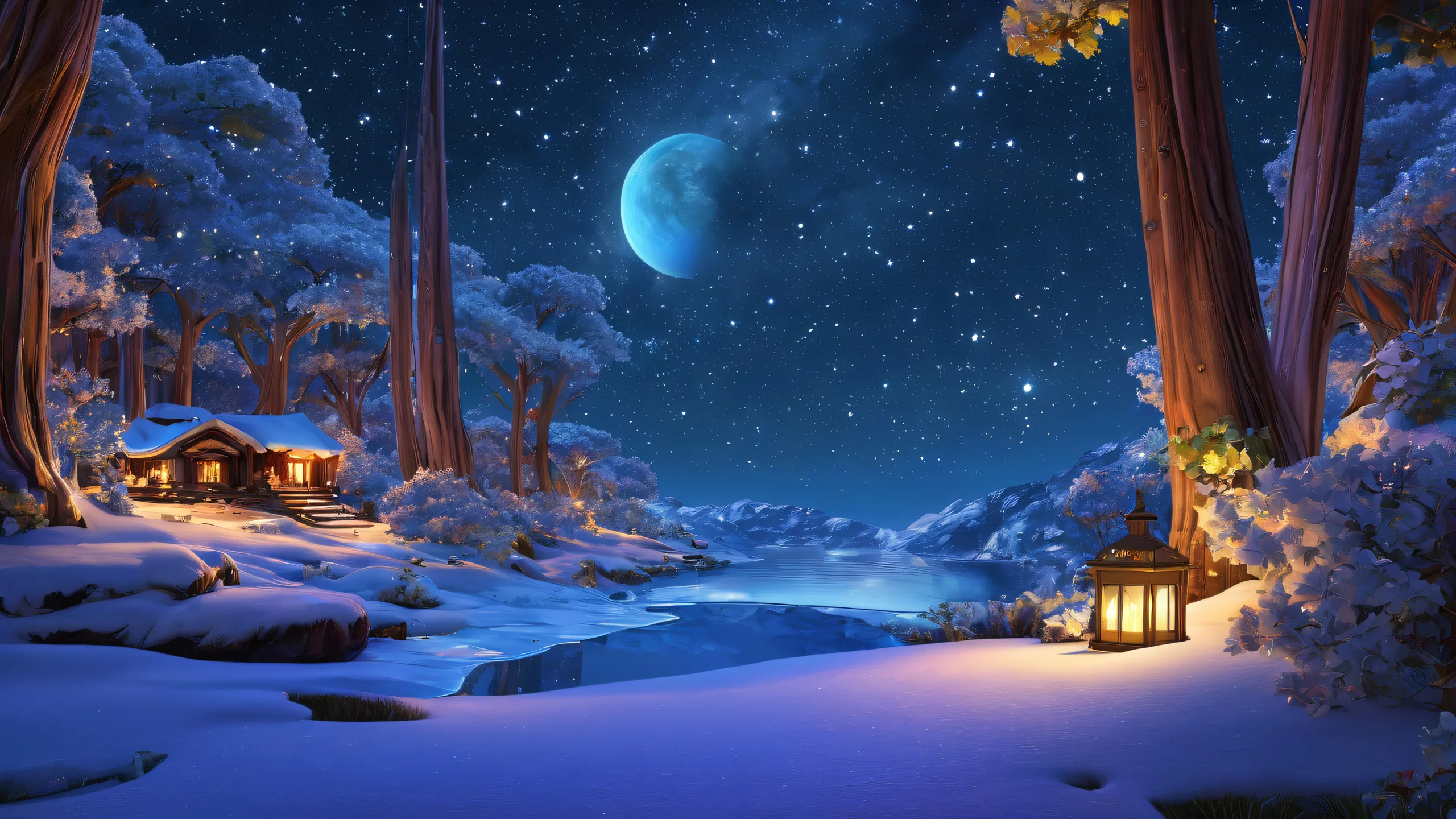 4K Ethereal Night Sky Odyssey Desktop Background A stunning desktop image of a faithful night sky with perfect composition, showcasing the beauty of ethereal lighting and brilliant colors on a Desktop/PC.