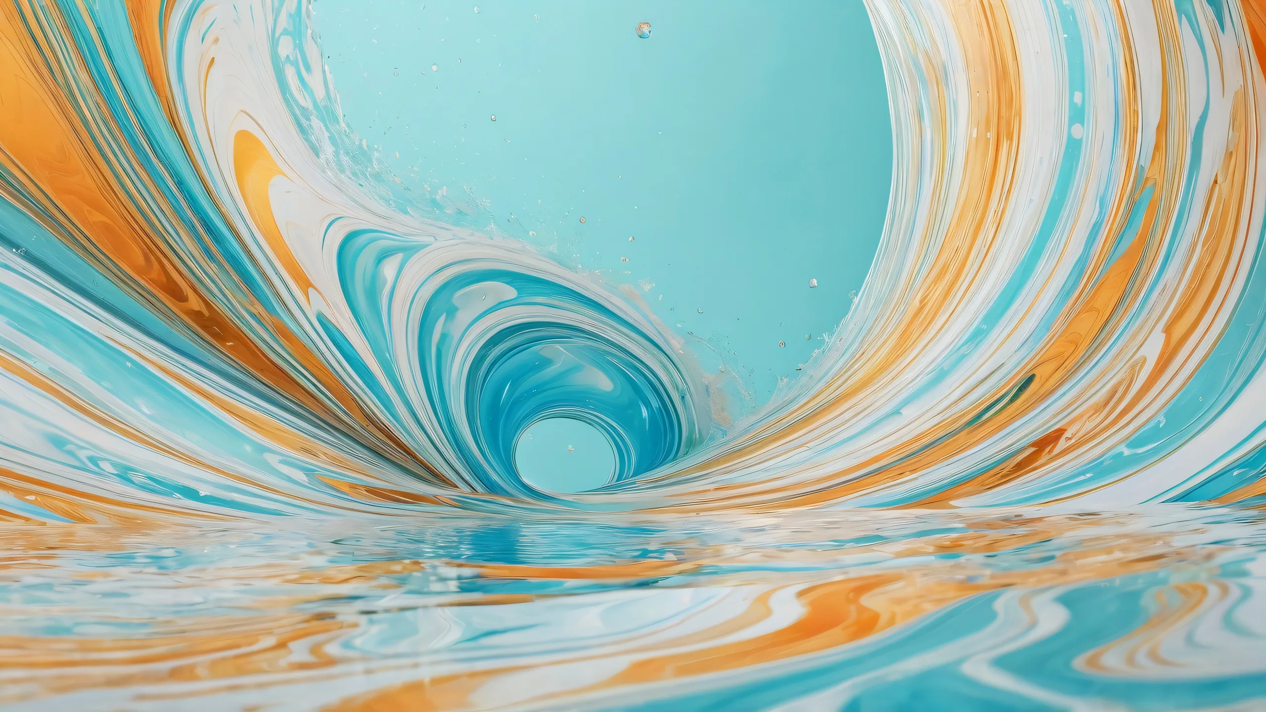 Breathtaking desktop wallpaper of a perfectly clean vast pure void with subtle ripples in the water and ethereal lighting, ideal for Desktop/PC.