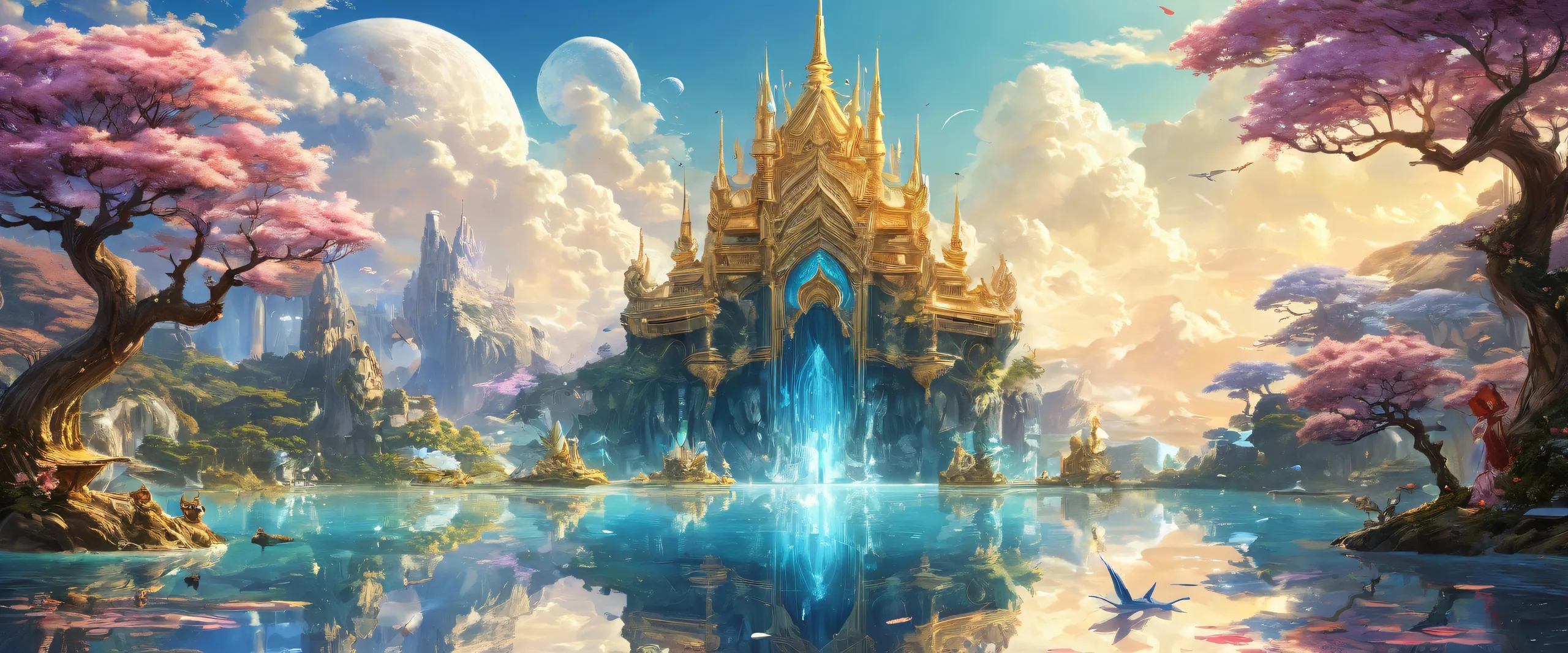 Centered fantasy creatures on a pristine void for desktop or PC use.