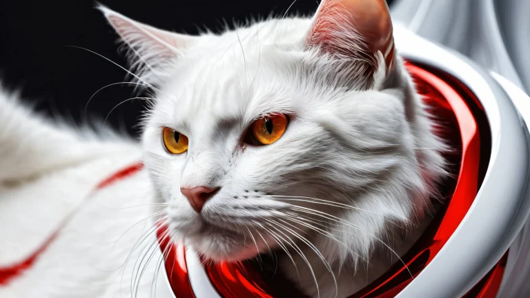 A serene desktop scene featuring a majestic cat amidst a vast, pure void with radiant lighting and textured surfaces for visually impaired users.