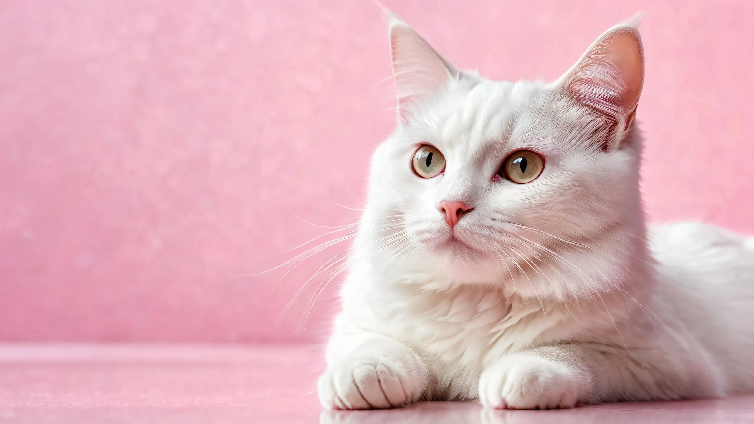 A serene and stunning desktop wallpaper featuring a cat amidst an expanse of pure void on a high-resolution 16:9 screen for Desktop/PC use.