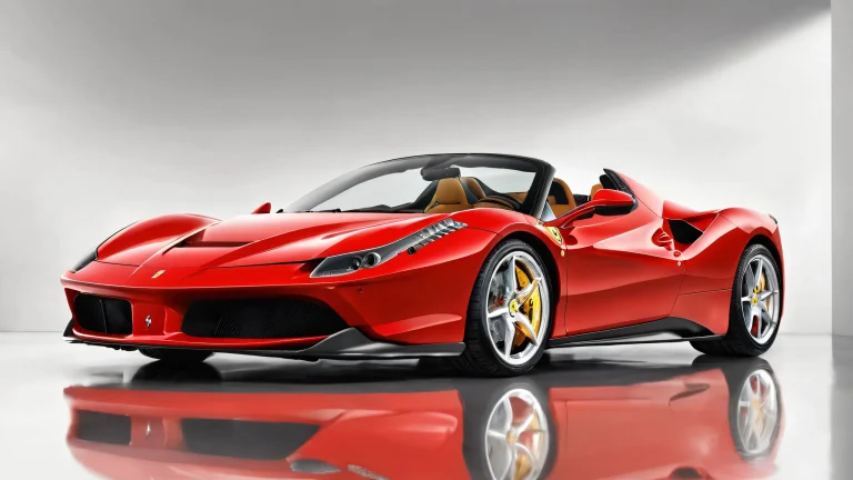 A beautifully rendered desktop wallpaper featuring a Ferrari in a vast, pure void with ethereal lighting and brilliant colors.