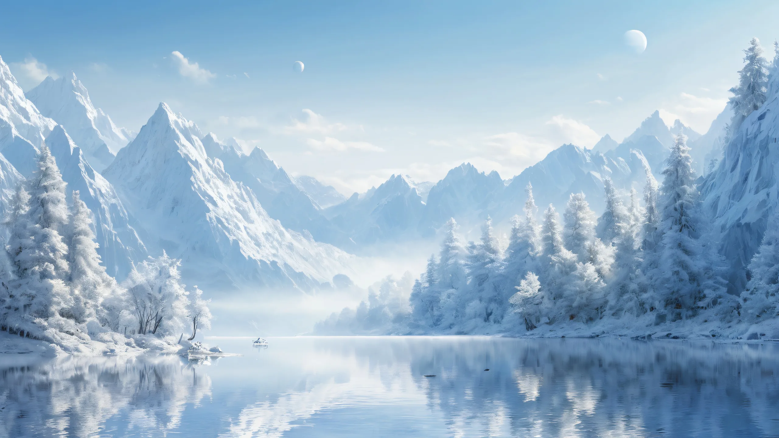 A stunning desktop image of shapes set against a misty morning backdrop on a Desktop/PC.