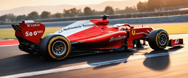 A dramatic desktop wallpaper featuring a Formula 1 vehicle on a vast, pure void background, with subtle sunlit haze and distant horizon, ideal for Desktop/PC use.